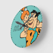 Die Steine | Fred & Pebbles Flintstone Runde Wanduhr (Winkel)