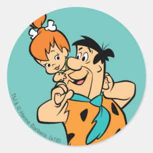 Die Steine   Fred & Pebbles Flintstone Runder Aufkleber