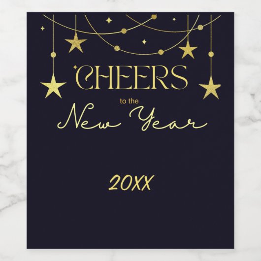 Die Sterne der Neujahrsbotschaft Weinetikett (Einzelnes Label)