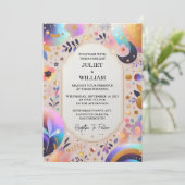 Die Sterne Glam Bright Pastel Ombre Glitzer Hochze Einladung (Stehend Vorderseite)