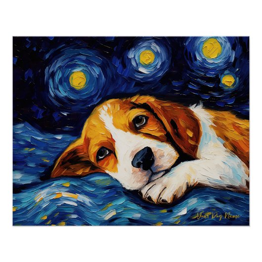 Die Sternennacht - Beagle Dog 001 - Qian wan Gogh Poster (Vorderseite)
