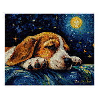 Die Sternennacht - Beagle Dog 002 - Qian wan Gogh Poster
