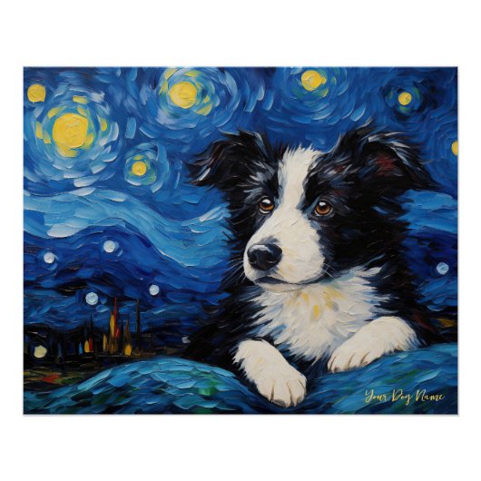 Die Sternennacht - Border Collie Dog 001 - Qian wa Poster (Vorderseite)