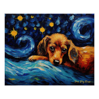 Die Sternennacht - Dackel Dog 001 - Qian wan Go Poster
