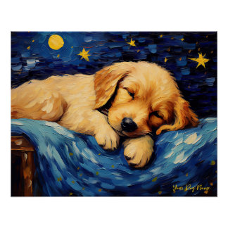 Die Sternennacht - Golden Retriever Dog 001 - Qian Poster