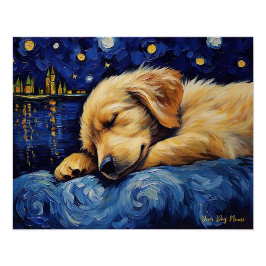 Die Sternennacht - Golden Retriever Dog 003 - Qian Poster (Vorderseite)