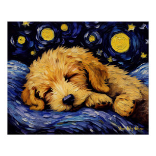 Die Sternennacht - Goldendoodle Dog 001 - Qian wan Poster