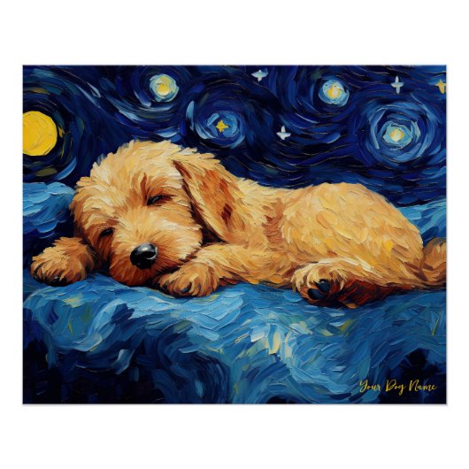 Die Sternennacht - Goldendoodle Dog 002 - Qian wan Poster (Vorderseite)