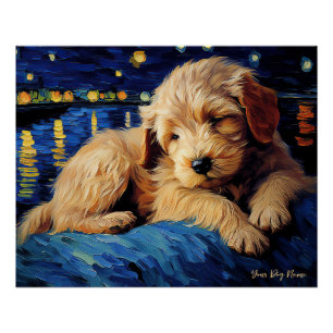 Die Sternennacht - Goldendoodle Dog 003 - Qian wan Poster