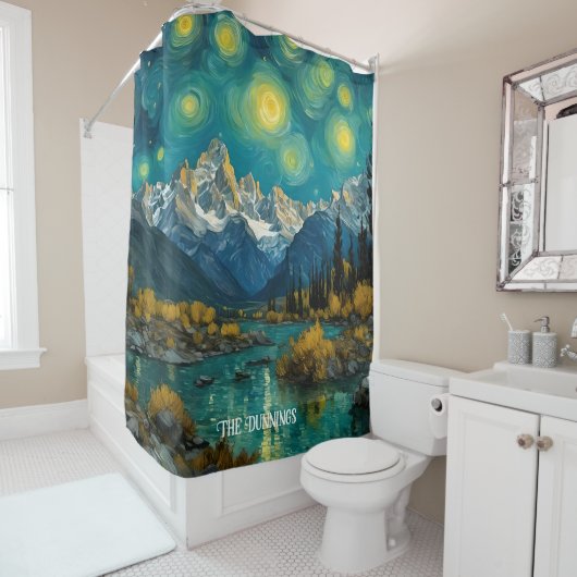 Die Sternennacht im Rocky Mountains Duschvorhang (Beispiel)