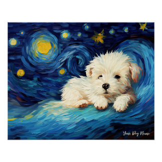 Die Sternennacht - Malteser Hund 002 - Qian wan Go Poster