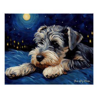 Die Sternennacht - Schnauzer Dog 001 - Qian wan Go Poster