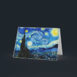 Die Sternennacht - Van Gogh Karte<br><div class="desc">Die Starry Night ist ein Ölgemälde auf Leinwand des niederländischen postimpressionistischen Malers Vincent van Gogh. Es wurde im Juni 1889 erbaut und zeigt den Ausblick aus dem nach Osten gerichteten Fenster seines Asylzimmers in Saint-Rémy-de-Provence,  kurz vor dem Sonnenaufgang,  mit einem imaginären Dorf</div>