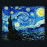 Die Sternennacht - Van Gogh Poster<br><div class="desc">Die Starry Night ist ein Ölgemälde auf Leinwand des niederländischen postimpressionistischen Malers Vincent van Gogh. Es wurde im Juni 1889 erbaut und zeigt den Ausblick aus dem nach Osten gerichteten Fenster seines Asylzimmers in Saint-Rémy-de-Provence,  kurz vor dem Sonnenaufgang,  mit einem imaginären Dorf</div>