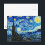 Die Sternennacht | Van Gogh | Postkarte<br><div class="desc">Die Starry Night ist ein Ölgemälde des niederländischen postimpressionistischen Malers Vincent van Gogh, der in der Leinwand eine Oase der Ruhe sucht. Es wurde im Juni 1889 erbaut und zeigt den Blick aus dem nach Osten gerichteten Fenster seines Asylzimmers in Saint-Rémy-de-Provence, kurz vor dem Sonnenaufgang, mit dem Zusatz eines imaginären...</div>