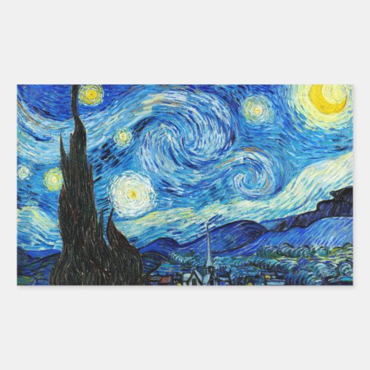 Die Sternennacht - Van Gogh Rechteckiger Aufkleber (Vorderseite)