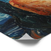 Die Sternennacht Vincent van Gogh mit Katze Poster (Ecke)