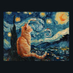 Die Sternennacht Vincent van Gogh mit Katze Poster<br><div class="desc">Das Poster "The Starry Night with Cat" bietet eine bezaubernde Drehung - eine charmante Katze, die am wirbelnden Nachthimmel aufblickt. Diese kunstvolle Verschmelzung von Van Goghs ikonischem Meisterwerk und der Laune eines felinen Begleiters bringt eine einzigartige und faszinierende Touch in Ihren Lebensraum. Entspannen Sie bei der Dekoration mit diesem exquisiten...</div>