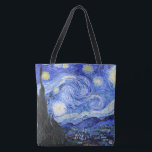 Die Sternennacht von Van Gogh Tasche<br><div class="desc">Ölgemälde des niederländischen Meisters Vincent Van Gogh (1853-1890), wahrscheinlich sein berühmtestes Gemälde, malte Van Gogh 1889 aus dem Gedächtnis "Die Sternennacht", während er sich in einem Asyl in Frankreich aufhielt, wo er sich auf Depressionen hin kontrollierte. Die Szene zeigt den Blick aus seinem Schlafzimmerfenster. Im Gemälde befinden sich Mond, Venus...</div>