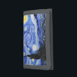 Die Sternennacht von Van Gogh Trifold Geldbörse<br><div class="desc">Ölgemälde des niederländischen Meisters Vincent Van Gogh (1853-1890), wahrscheinlich sein berühmtestes Gemälde, malte Van Gogh 1889 aus dem Gedächtnis "Die Sternennacht", während er sich in einem Asyl in Frankreich aufhielt, wo er sich auf Depressionen hin kontrollierte. Die Szene zeigt den Blick aus seinem Schlafzimmerfenster. Im Gemälde befinden sich der Mond,...</div>