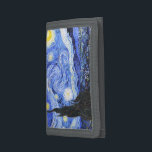 Die Sternennacht von Van Gogh Trifold Geldbörse<br><div class="desc">Ölgemälde des niederländischen Meisters Vincent Van Gogh (1853-1890), wahrscheinlich sein berühmtestes Gemälde, malte Van Gogh 1889 aus dem Gedächtnis "Die Sternennacht", während er sich in einem Asyl in Frankreich aufhielt, wo er sich auf Depressionen hin kontrollierte. Die Szene zeigt den Blick aus seinem Schlafzimmerfenster. Im Gemälde befinden sich der Mond,...</div>