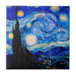 Die Sternennacht von Vincent Van Gogh Fliese<br><div class="desc">Vincent Van Gogh The Starry Night. Das ist ein altes Meisterwerk des holländischen Meisters Vincent Van Gogh. Dieses schöne Landschaftsbild hat eine schöne,  lebendige,  gesättigte Farbe. Vincent Van Gogh war ein niederländischer Postimpressionist. Dieses Bild ist öffentlich</div>