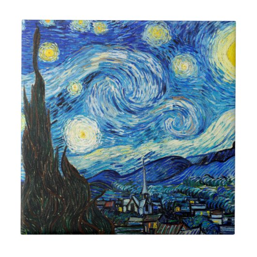 Die Sternennacht von Vincent Van Gogh Fliese (Vorderseite)