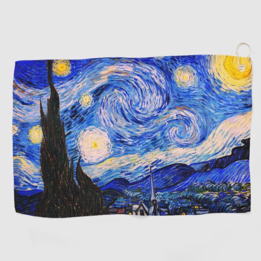Die Sternennacht von Vincent Van Gogh Golfhandtuch (Horizontal)