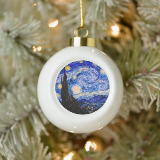 Die Sternennacht von Vincent Van Gogh Keramik Kugel-Ornament (Baum)
