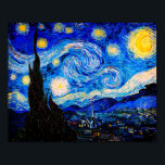Die Sternennacht von Vincent Van Gogh Poster<br><div class="desc">Vincent Van Gogh The Starry Night. Das ist ein altes Meisterwerk des holländischen Meisters Vincent Van Gogh. Dieses schöne Landschaftsbild hat eine schöne,  lebendige,  gesättigte Farbe. Vincent Van Gogh war ein niederländischer Postimpressionist. Dieses Bild ist öffentlich</div>