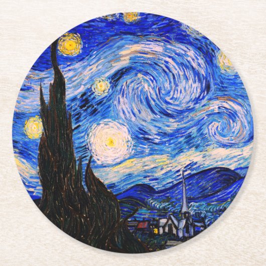 Die Sternennacht von Vincent Van Gogh Runder Pappuntersetzer (Vorderseite)
