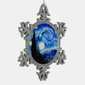 Die Sternennacht von Vincent Van Gogh Schneeflocken Zinn-Ornament (Links)