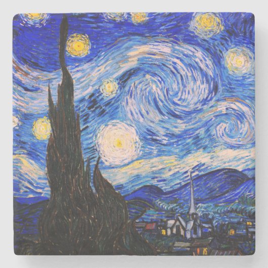 Die Sternennacht von Vincent Van Gogh Steinuntersetzer (Vorderseite)