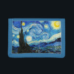 Die Sternennacht von Vincent Van Gogh Tri-fold Geldbeutel<br><div class="desc">Das Gemälde wird von einem Sternenhimmel beherrscht. Es nimmt drei Viertel des Flugzeug ein und erscheint turbulent, sogar aufgeregt, mit stark wirbelnden Mustern, die wie Wellen über die Oberfläche rollen. Es ist von hellen Orben umgeben - darunter der Halbmond ganz rechts und die Venus, der Morgenstern, links von Mitte -...</div>