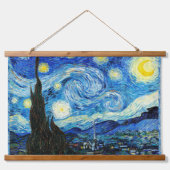 Die Sternennacht von Vincent Van Gogh Wandteppich Mit Holzrahmen (Vorne)