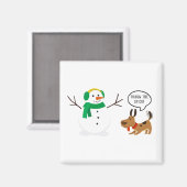 Die Stick Snowman & Hund Niedlich Funny Weihnachte Magnet (Vorderseite/Rückseite)