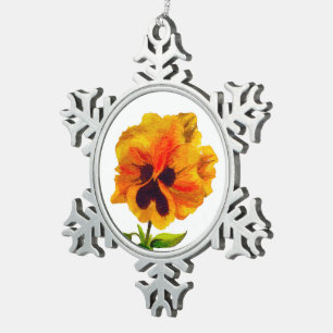 'Die Stiefmütterchen-Party' auf einem Zinn-Ornamen Schneeflocken Zinn-Ornament