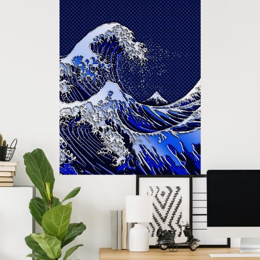 Die Stile der Chromfaser der Great Hokusai Wave Poster (Heimbüro)