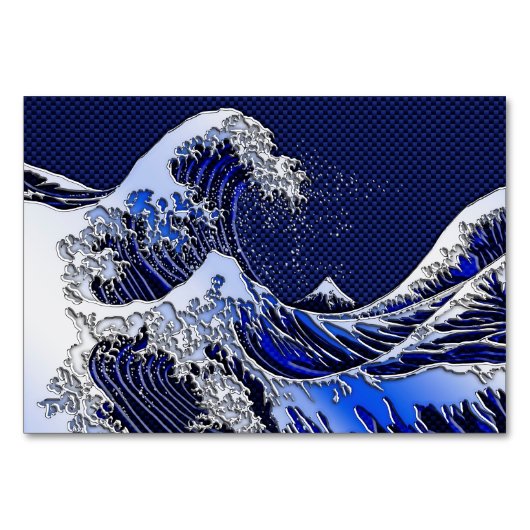 Die Stile der Chromfaser der Great Hokusai Wave Tischnummer (Vorderseite)