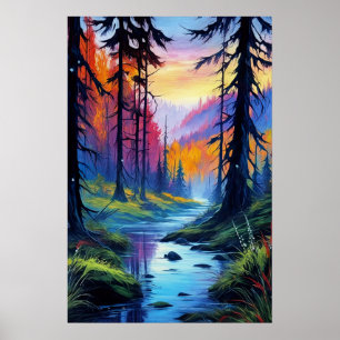 Die Stille des Herbstes, lebhafte Farben Poster