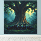 Die stille Eleganz der Pantherfamilie Leinwanddruck (Insitu (Holzboden))