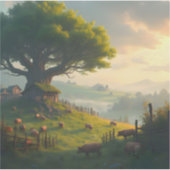 Die stille Farm – Farmhouse-Landschaft Quadratisch Aufkleber (Vorderseite)