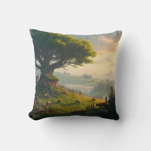 Die stille Farm – Farmhouse-Landschaft-Wurfkissen Kissen
