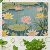 Die Stille: Lily Pond Swan Geschirrtuch (Gefaltet)