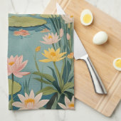 Die Stille: Lily Pond Swan Geschirrtuch (Viertel Falte)