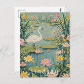 Die Stille: Lily Pond Swan Postkarte (Vorne/Hinten)
