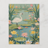 Die Stille: Lily Pond Swan Postkarte (Vorderseite)