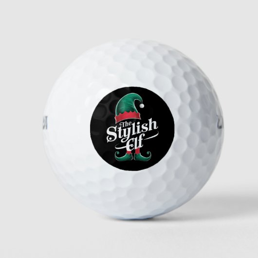 Die stilvolle Elf-Gruppe passt zu Weihnachten der  Golfball (Vorderseite)