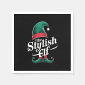 Die stilvolle Elf-Gruppe passt zu Weihnachten der Serviette (Vorderseite)