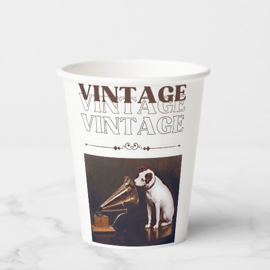 Die Stimme seines Meisters Vintag gestapelt Pappbecher (Vorderseite)